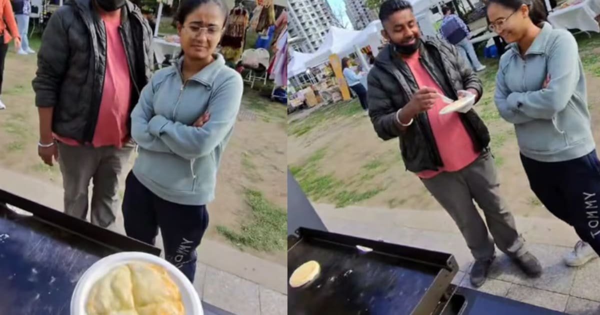 Arepito sirve arepas colombianas a visitantes en una feria de Toronto