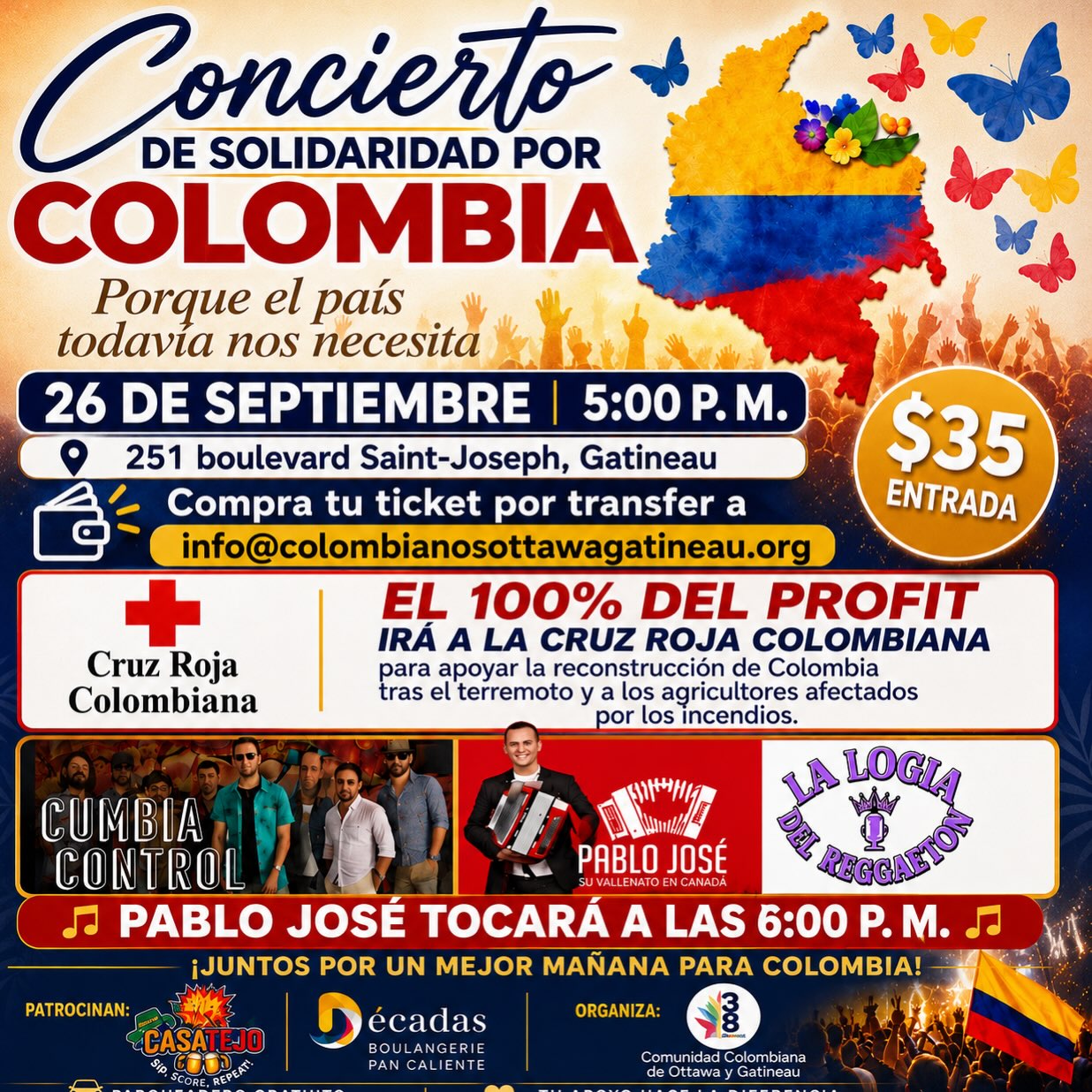 Concierto solidario en Gatineau a beneficio de la Cruz Roja Colombiana (26 de septiembre)