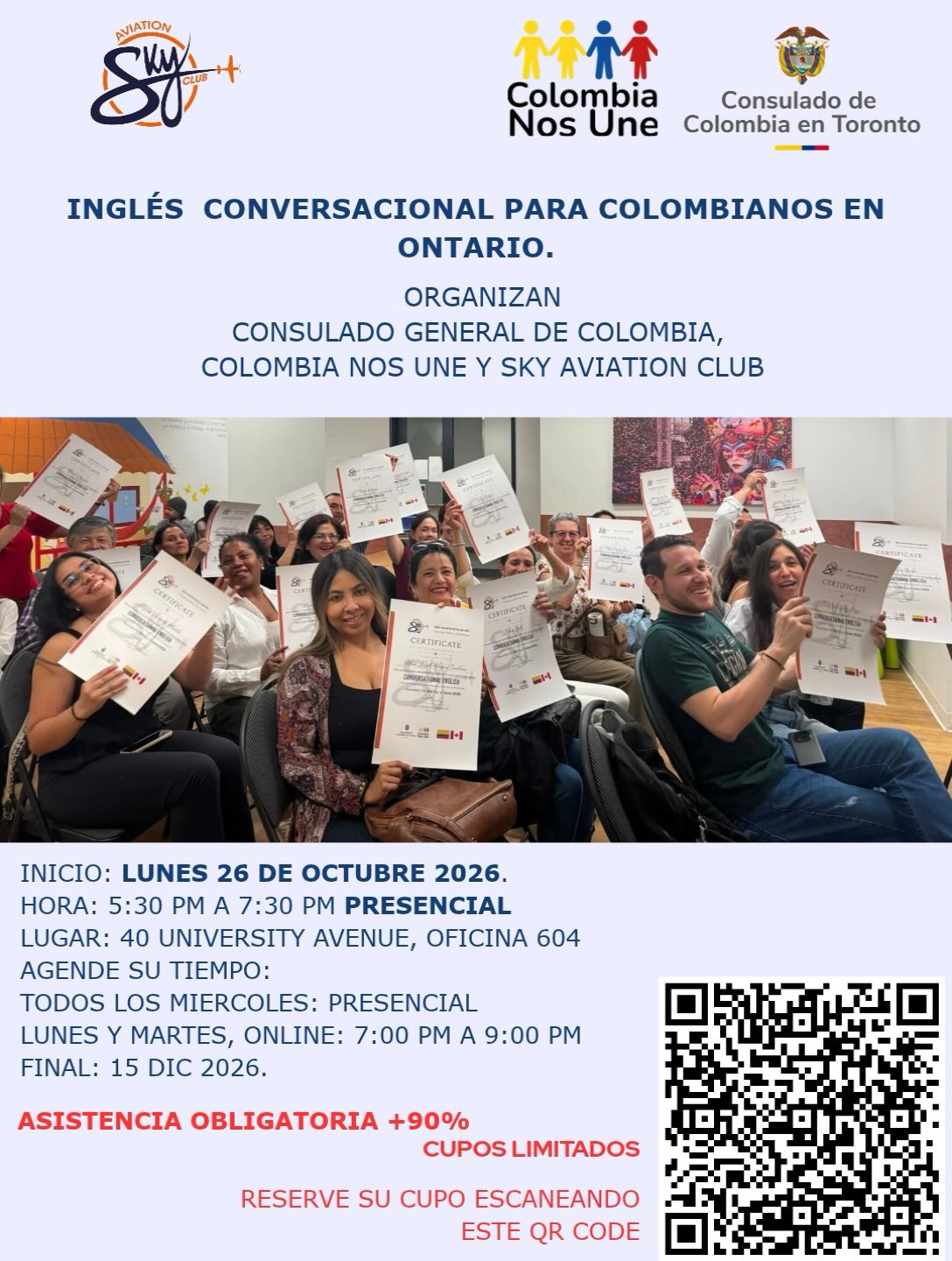 Curso de inglés gratis para colombianos en Ontario: Consulado en Toronto
